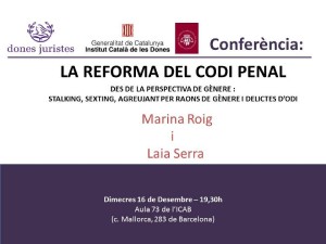 16/12:: L'impacte de Gènere en la reforma del Codi Penal