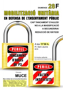 28/02:: En Defensa de l’Ensenyament Públic, 11:30h Plaça Sant Jaume