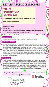 INVITACIÓ Presentació obres Taller Escriptura Dramàtica PRIMAVERA VACA 2016