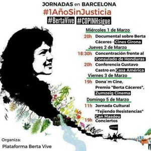 1- 5/03:: Activitats en homenatge a Berta Cáceres- de la Plataforma Berta Vive