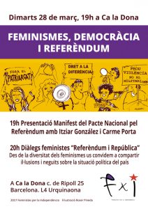 28M:: Vermut Diàlegs feministes sobre referèndum i república, de 19h a 21h, a Ca la Dona