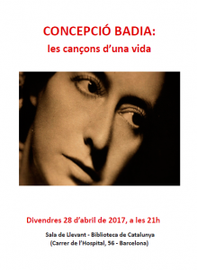 28/04:: concert CONCEPCIÓ BADIA: les cançons d’una vida